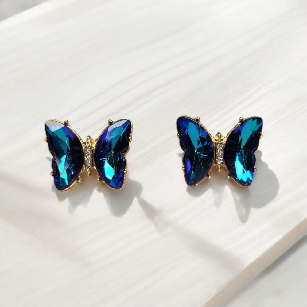 Butterfly Crystal Iridescent Earrings | New without tag